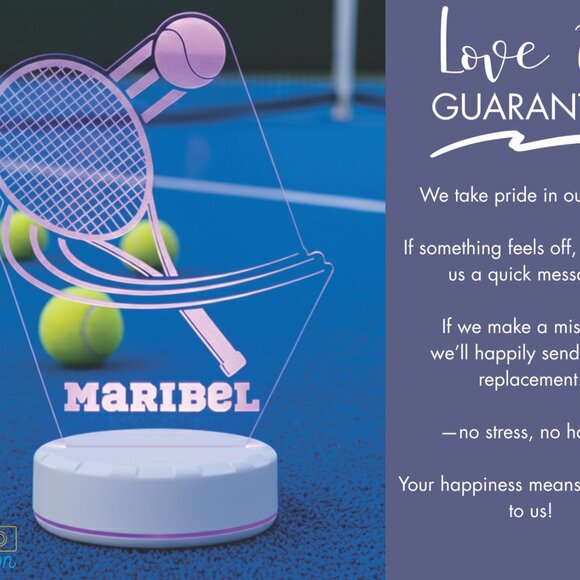 Personalized Tennis LED Night Light – Sports Room Decor - Picture 6 of 8